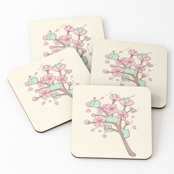 Item preview, Cute Frogs on Cherry Blossom Branch - Springtime Sakura Frogs designed and sold by ShyHomebodyClub.