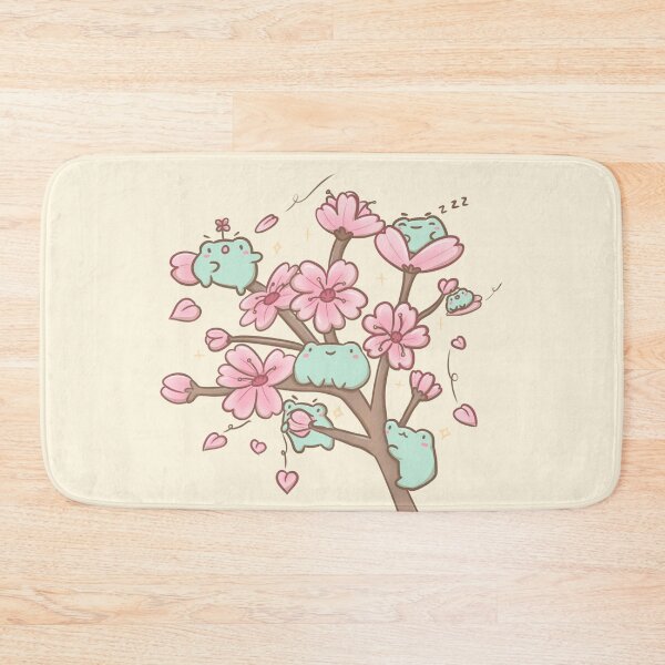 Item preview, Cute Frogs on Cherry Blossom Branch - Springtime Sakura Frogs designed and sold by ShyHomebodyClub.