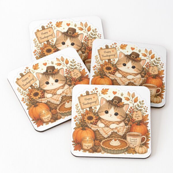 Item preview, Thankful Harvest Kitty Happy Thanksgiving designed and sold by jteart.