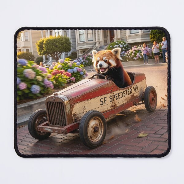 Item preview, Red Panda Cruises Down Lombard Street, San Francisco designed and sold by Tridentulus.