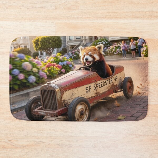 Item preview, Red Panda Cruises Down Lombard Street, San Francisco designed and sold by Tridentulus.