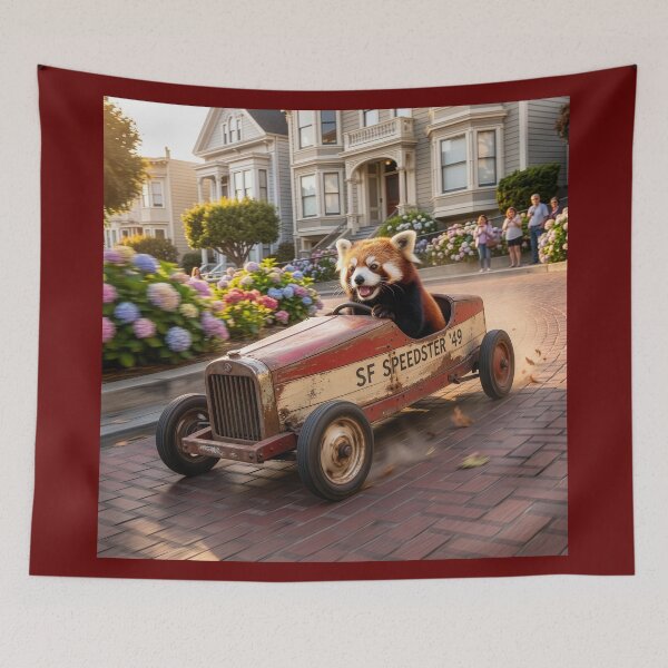 Item preview, Red Panda Cruises Down Lombard Street, San Francisco designed and sold by Tridentulus.