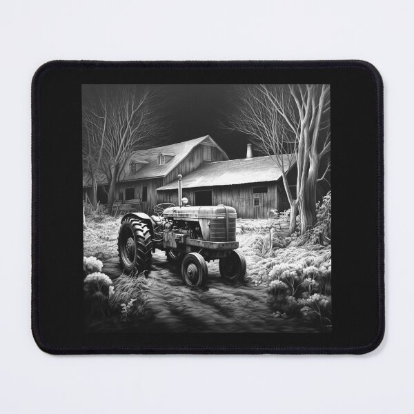 Item preview, Black and White Vintage Tractor Farmhouse Art designed and sold by inkoutninja.