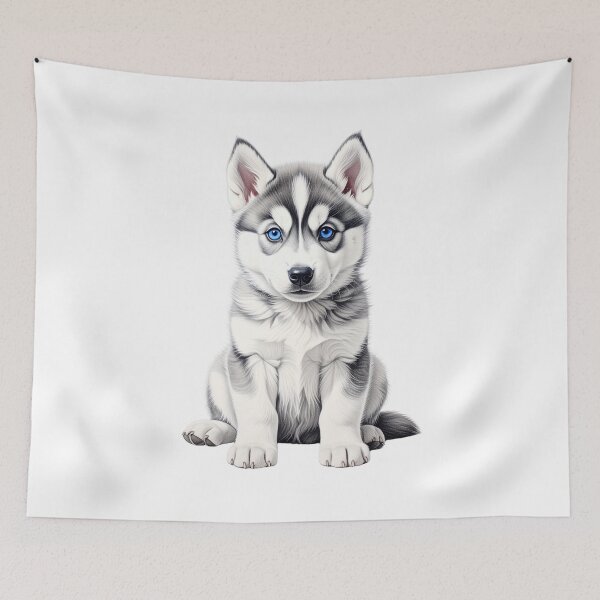 Item preview, Blue-Eyed Siberian Husky Puppy Portrait designed and sold by SabraDD.