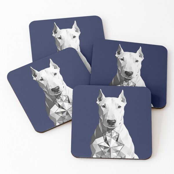 Item preview, Geometric White Bull Terrier – Modern Low Poly Dog Portrait designed and sold by KiraChie.