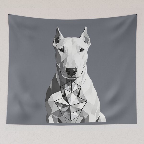 Item preview, Geometric White Bull Terrier – Modern Low Poly Dog Portrait designed and sold by KiraChie.