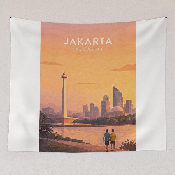 Item preview, Jakarta Skyline with Monas and Merdeka Square Indonesia designed and sold by Places On Earth.