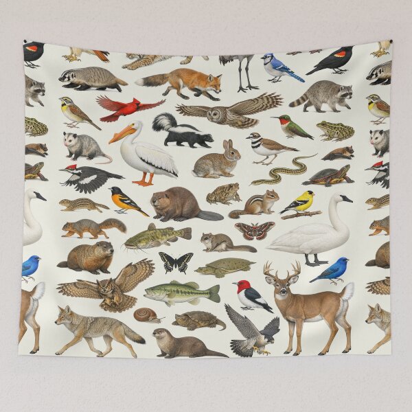 Item preview, Animals of Iowa Retro Style Identification Chart designed and sold by kakarikihill.