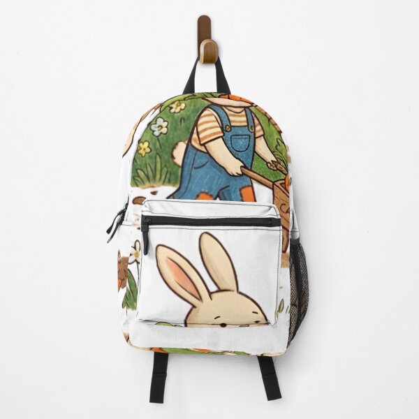 Item preview, Cute Bunnies Gardening Carrot Harvest in Vegetable Patch Illustration designed and sold by TaiwanMemory.