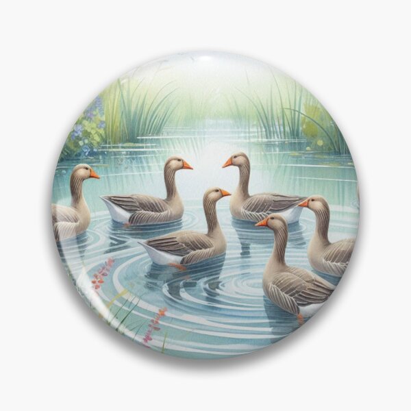 Item preview, Serene Flock of Geese on the Pond - Watercolor Landscape Art Print designed and sold by Pioneer Spirit Market.