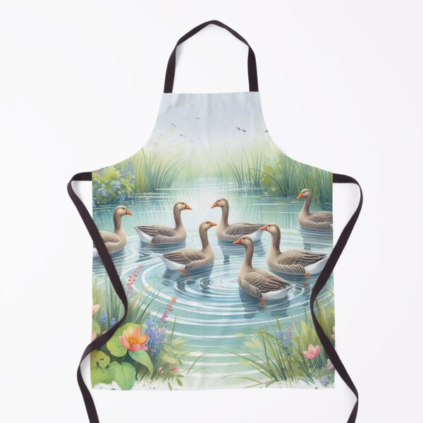 Item preview, Serene Flock of Geese on the Pond - Watercolor Landscape Art Print designed and sold by Pioneer Spirit Market.