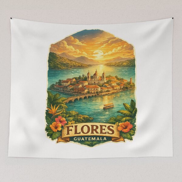 Item preview, Flores Peten Guatemala Lake Peten Itza Colonial Island Vista designed and sold by Places On Earth.