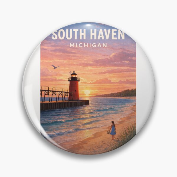 Item preview, South Haven Michigan Lake Michigan Lighthouse Sunset Coast designed and sold by Places On Earth.