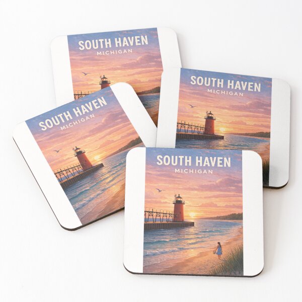 Item preview, South Haven Michigan Lake Michigan Lighthouse Sunset Coast designed and sold by Places On Earth.