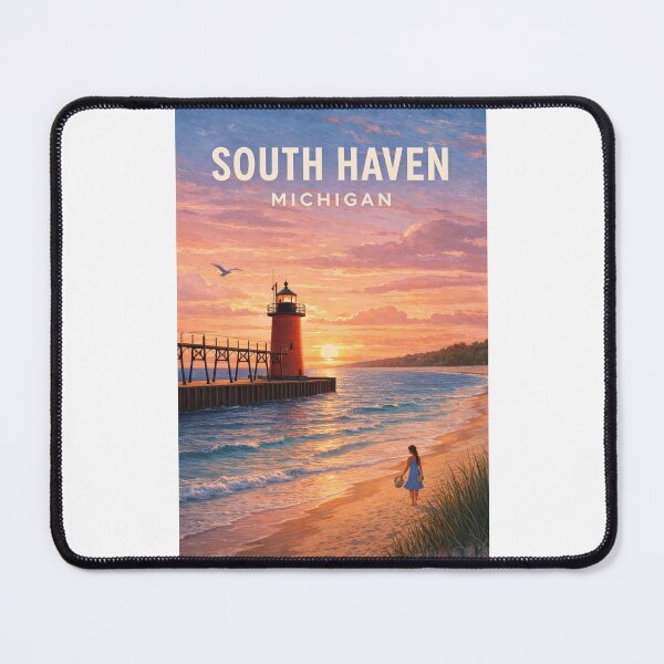 Item preview, South Haven Michigan Lake Michigan Lighthouse Sunset Coast designed and sold by Places On Earth.