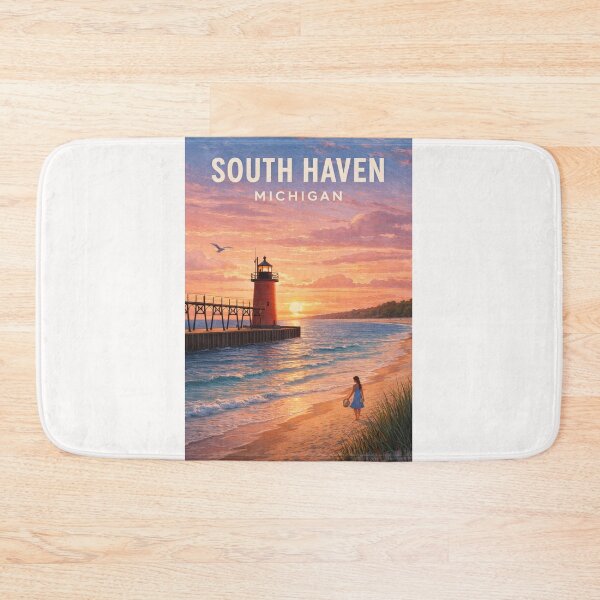 Item preview, South Haven Michigan Lake Michigan Lighthouse Sunset Coast designed and sold by Places On Earth.