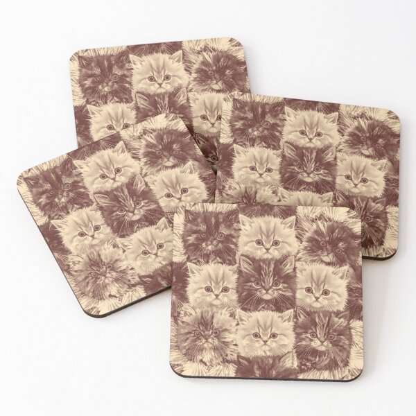 Item preview, Kitten Faces (cream & brown) designed and sold by WeaveSphere.