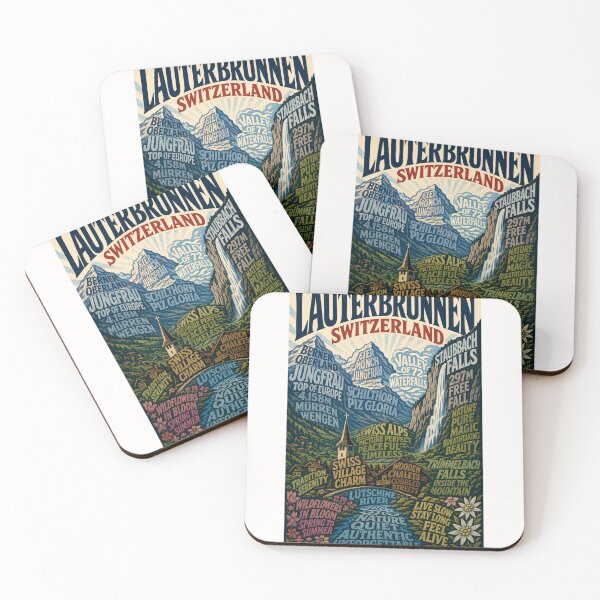 Artikelvorschau, Lauterbrunnen Schweiz Staubbachfälle und Jungfrau Alpental entworfen und verkauft von Places On Earth.