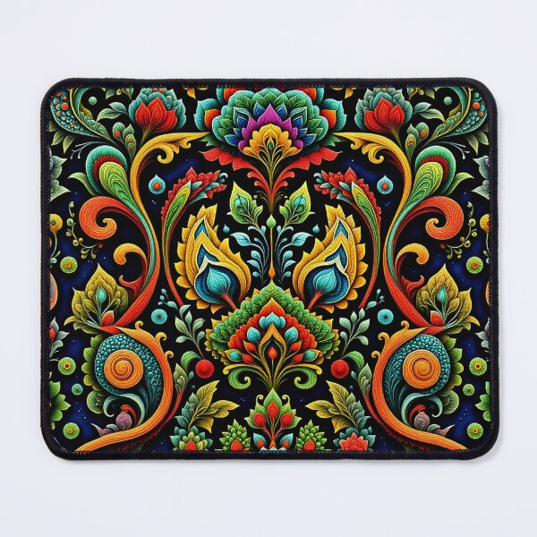 Item preview, Jewel Tone Folk Art Floral Pattern designed and sold by Beyond The Canvas.