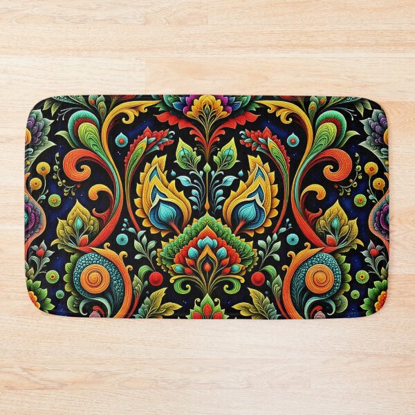 Item preview, Jewel Tone Folk Art Floral Pattern  designed and sold by Beyond The Canvas.