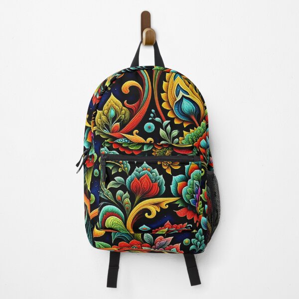 Item preview, Jewel Tone Folk Art Floral Pattern designed and sold by Beyond The Canvas.