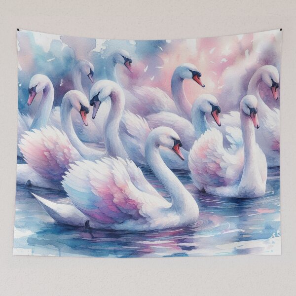 Item preview, Elegant Flock of Swans in Dreamy Watercolor Pond designed and sold by Pioneer Spirit Market.