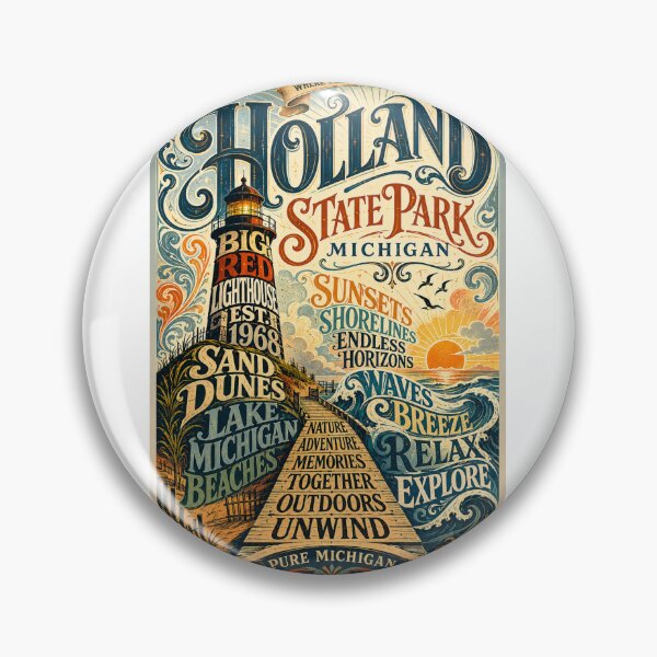 Item preview, Holland State Park Michigan Big Red Lighthouse and Lake Michigan Shores designed and sold by Aryabek.