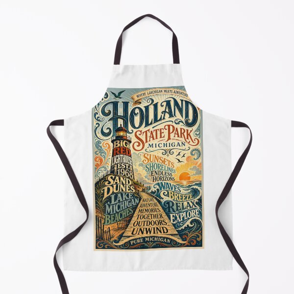Item preview, Holland State Park Michigan Big Red Lighthouse and Lake Michigan Shores designed and sold by Aryabek.