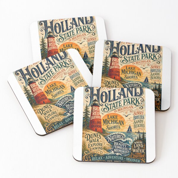 Item preview, Holland State Park Michigan Big Red Lighthouse and Lake Michigan Shoreline designed and sold by Aryabek.