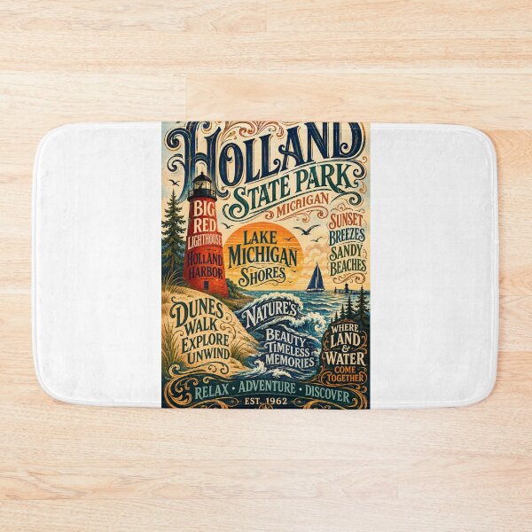Item preview, Holland State Park Michigan Big Red Lighthouse and Lake Michigan Shoreline designed and sold by Aryabek.