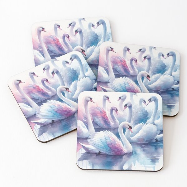 Item preview, Elegant Flock of Swans in Pastel Watercolor Pond designed and sold by Pioneer Spirit Market.
