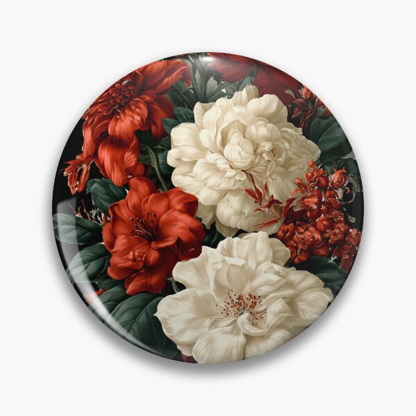 Item preview, Moody Vintage Red and Cream Floral Bouquet designed and sold by colorful-white.