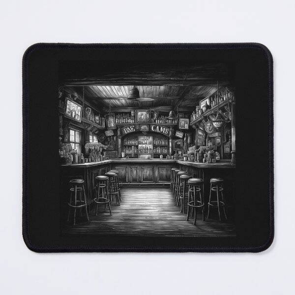 Item preview, Black and White Vintage Bar Pub Interior Art designed and sold by inkoutninja.