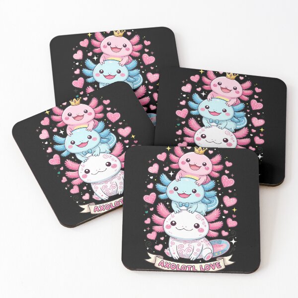 Item preview, Cute Stacked Axolotl Hearts Kawaii designed and sold by ileknitilec.