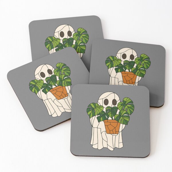Item preview, Stained Glass Ghost with Monstera Plant - Retro Cute Halloween designed and sold by SimplyJasper.