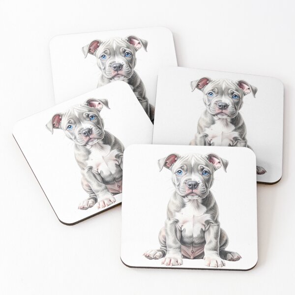 Item preview, Blue-Eyed Pit Bull Puppy Portrait designed and sold by SabraDD.