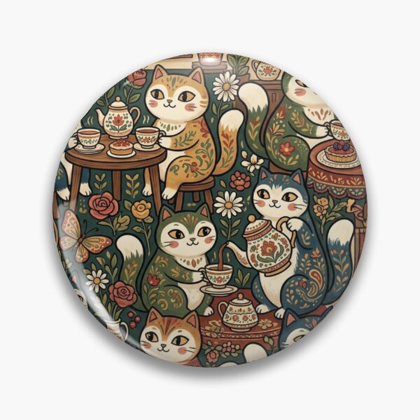 Item preview, Cute Cats Tea Party Vintage Pattern designed and sold by Iampoji.
