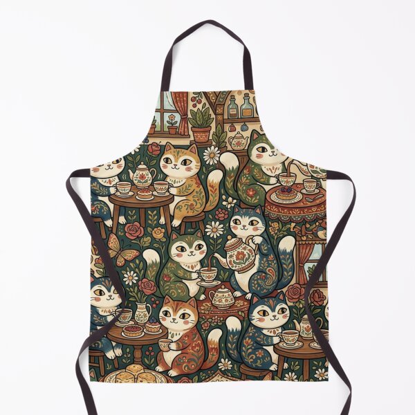 Item preview, Cute Cats Tea Party Vintage Pattern designed and sold by Iampoji.