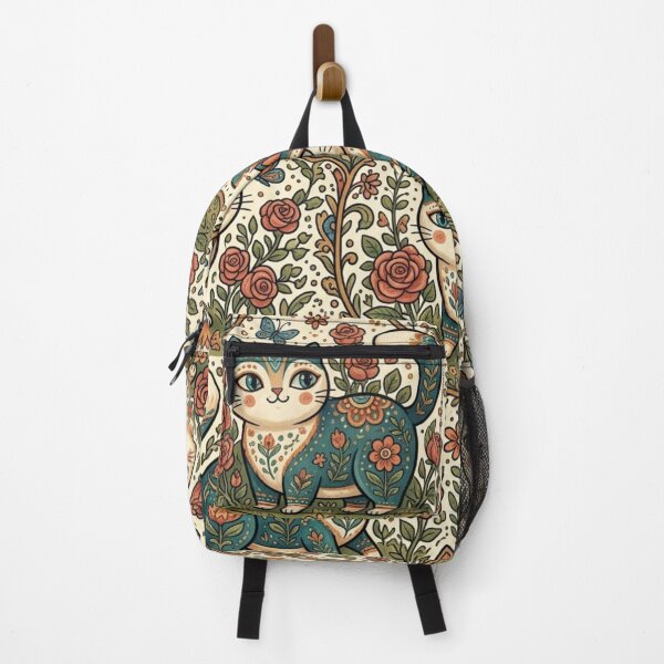 Item preview, Whimsical Floral Folk Art Cat Pattern designed and sold by Iampoji.