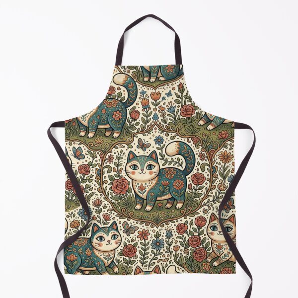 Item preview, Whimsical Floral Folk Art Cat Pattern designed and sold by Iampoji.