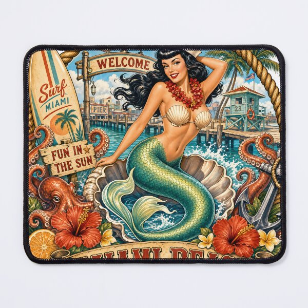 Item preview, Vintage Miami Mermaid Beach Collage designed and sold by castillomiami.