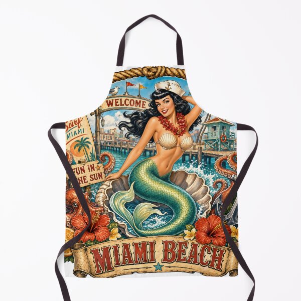 Item preview, Vintage Miami Mermaid Beach Collage designed and sold by castillomiami.