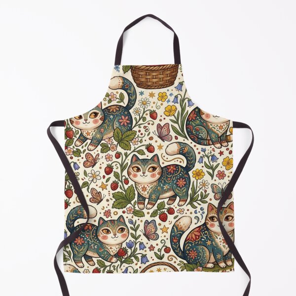 Item preview, Cute Strawberry Cat Cottagecore Floral Pattern designed and sold by Iampoji.