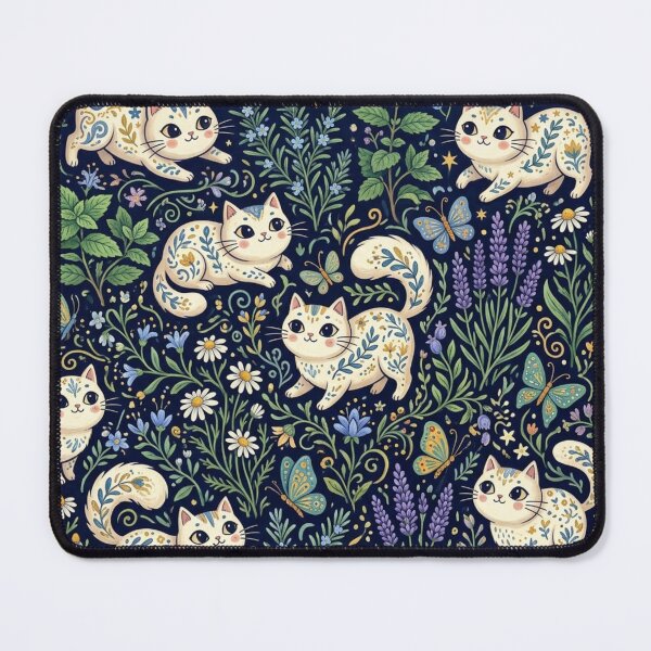 Item preview, Cute Cats in Floral Garden Pattern designed and sold by Iampoji.