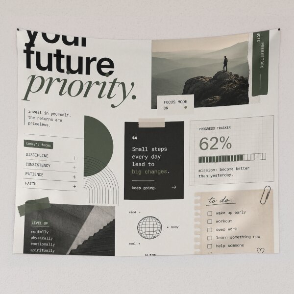 Item preview, Be Your Future Priority – Motivational Self-Improvement Aesthetic Collage designed and sold by NBT-NOVA.