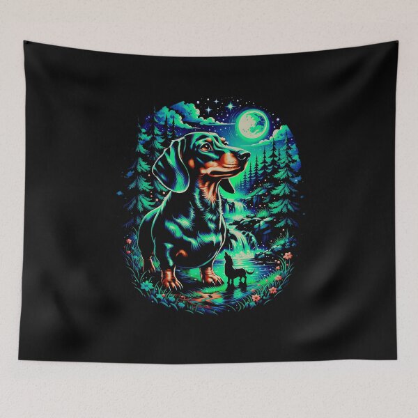Item preview, Dachshund Howling at the Moon designed and sold by Lostinwaktu.