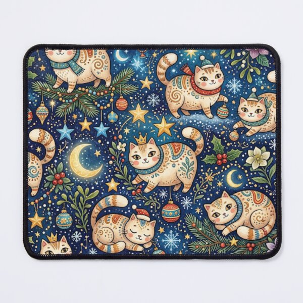 Item preview, Festive Cats in Starry Winter Night designed and sold by Iampoji.