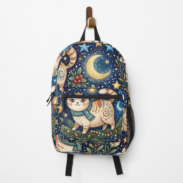 Item preview, Festive Cats in Starry Winter Night designed and sold by Iampoji.