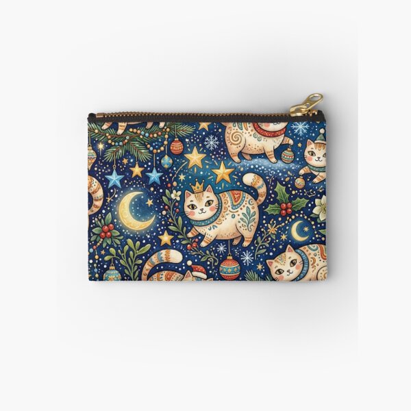 Item preview, Festive Cats in Starry Winter Night designed and sold by Iampoji.
