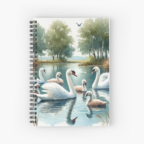 Item preview, Serene Swan Family in Peaceful Pond - Watercolor Art Print designed and sold by Pioneer Spirit Market.